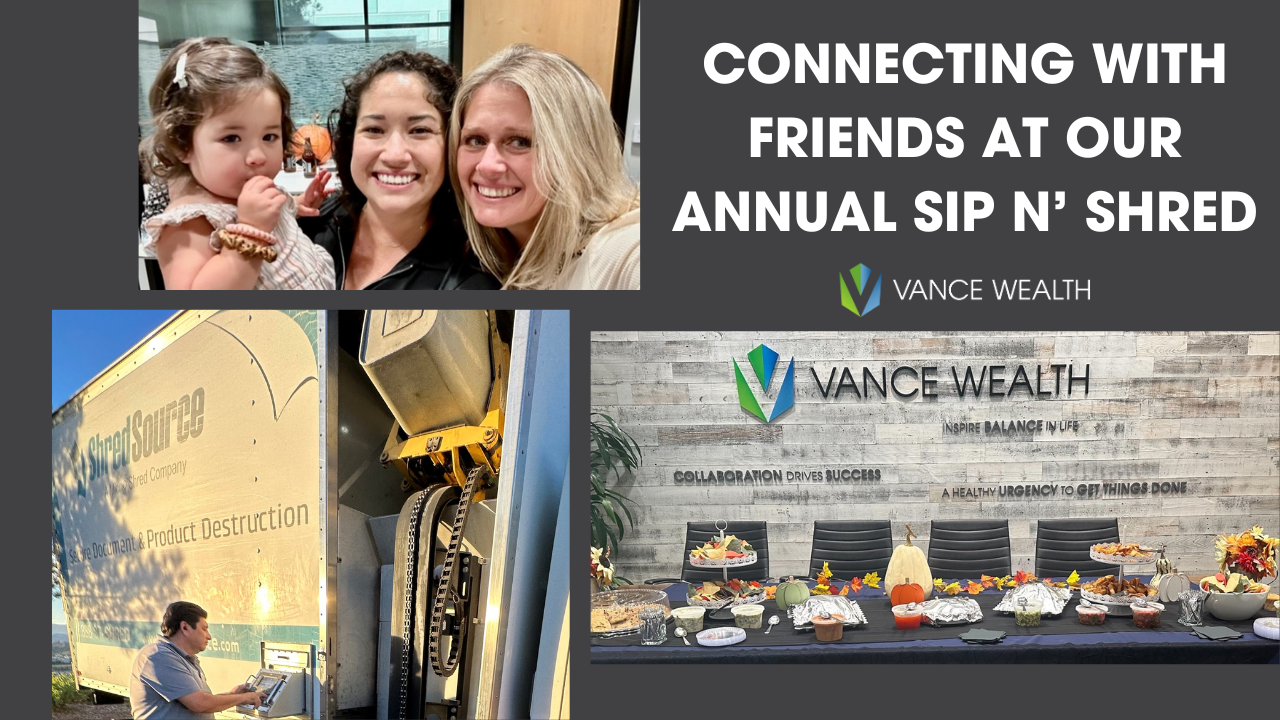 Photo of vance wealth employees and the annual sip n shred community event
